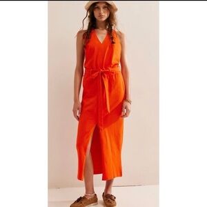 Free People Vibrant Orange Midi Dress